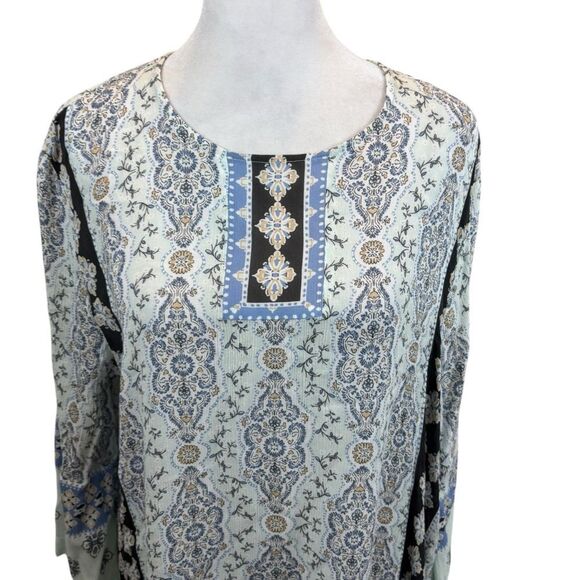 Ladies J. Jill Sea‎ Glass Mixed Print Tunic Top 3/4 Sleeves Size Large - Picture 3 of 11
